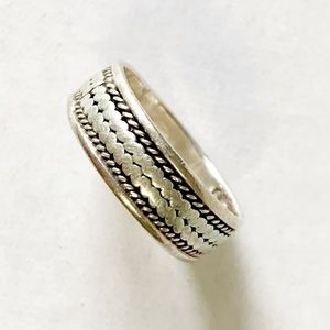 Vintage sterling Silver stamped rope/braid band ring